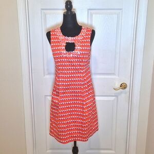 Nanette Lepore orange, white, and purple midi dress size 8